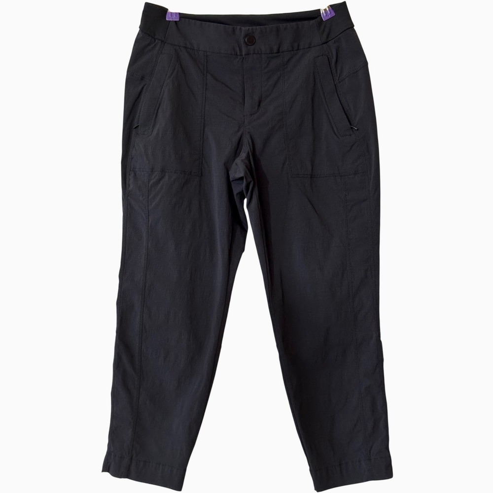 Athleta Trekkie Ankle Pants Black Ripstop Hiking Travel Tapered Size 6